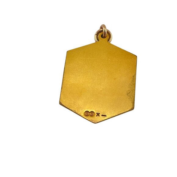 Antique 1925 W.C.P.I.S.A.A. Pentagonal Sports Medal Gold Plated Pendant - Picture 3 of 7